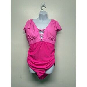 Blooming Jelly Swimsuit Sz XXL Pink Plunging Front 1pc Bathing Swim Suit  NWT